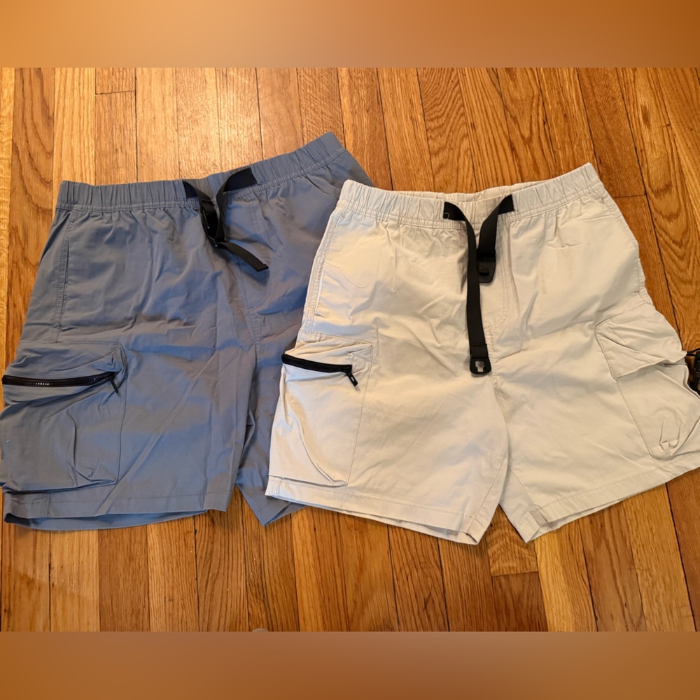 Men's technical Cargo Shorts - Blue and Tan